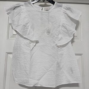 A New Day White Ruffle Sleeve Blouse | Medium